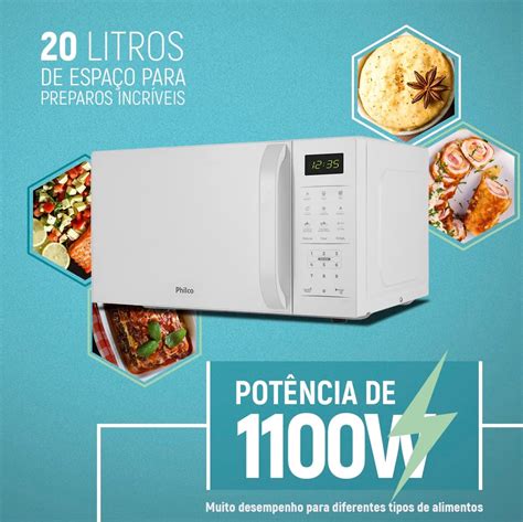 Micro Ondas 20 Litros Philco Branco PMO23BB WebContinental