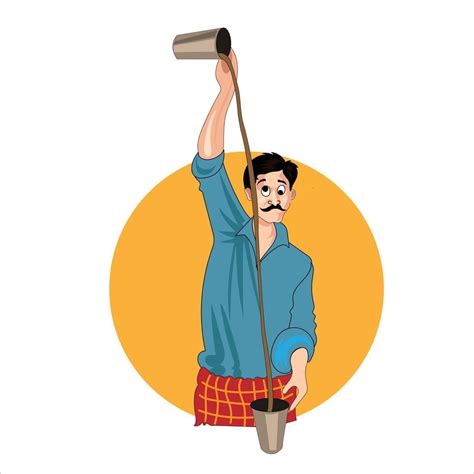chai wala cartoon character indian pakistani street tea seller