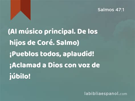 Salmos Al M Sico Principal De Los Hijos De Cor Salmo