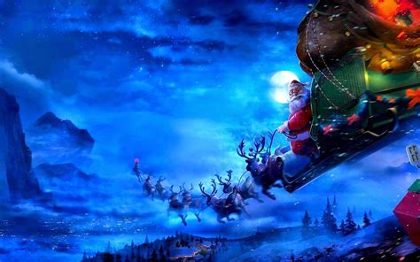 Santas Sleigh In The Sky Wallpapers Wallpaper Cave