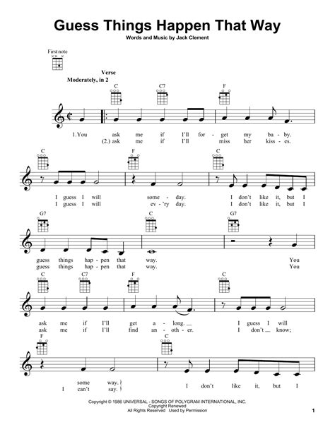 Guess Things Happen That Way Par Johnny Cash Partitions Pour Ukelele Sur Sheet Music Direct