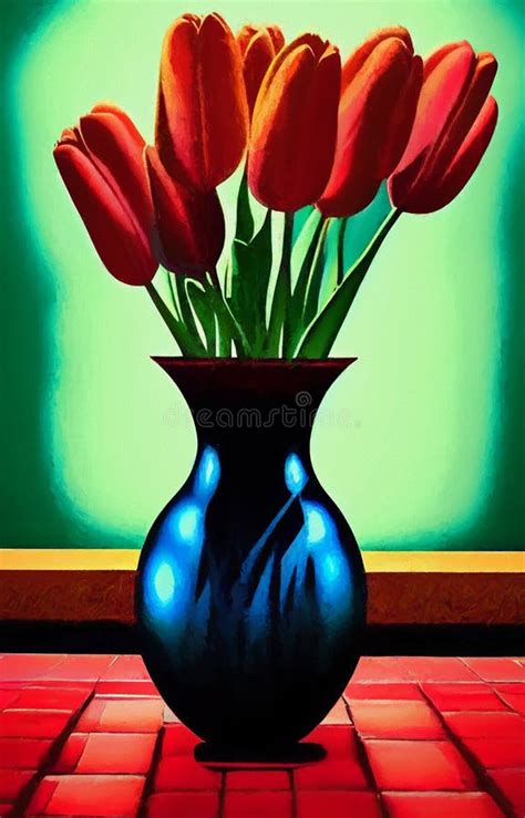 Vase with Tulips - Digital Art Stock Image - Image of vases, life ...