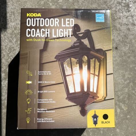 New Koda LED Coach Wall Light Lantern Dusk To Dawn Black Outdoor