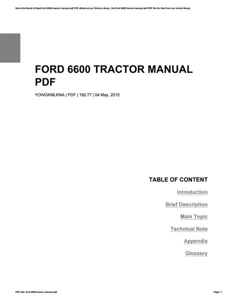 Ford 6600 tractor manual pdf by CarolynBusch - Issuu