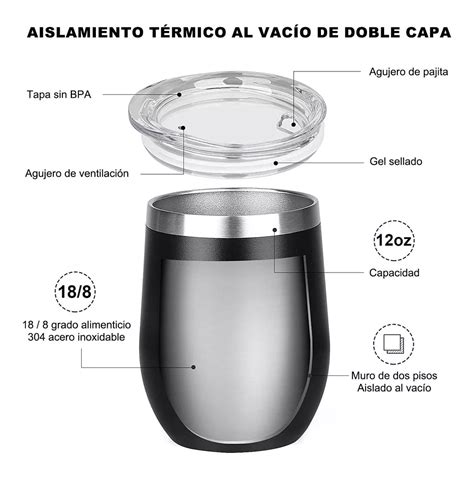 Vasos T Rmicos Belug Acero Inoxidable Piezas Negro Oz Coppel