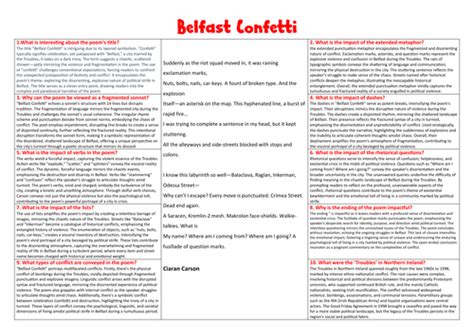 Belfast Confetti Revision | Teaching Resources