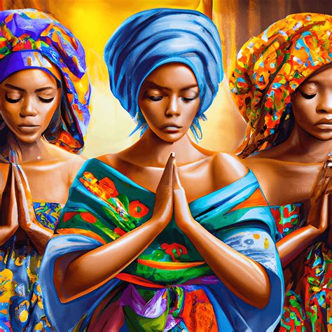 3 Beautiful African Women Praying In Traditional Clothing Creative