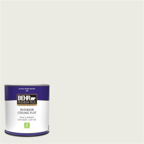 Behr Premium Plus 1 Qt Ppu24 14 White Moderne Ceiling Flat Interior