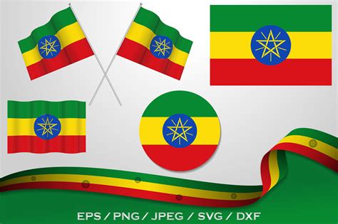 Set of Ethiopia Flag in Different Design Gráfico por terrabismail