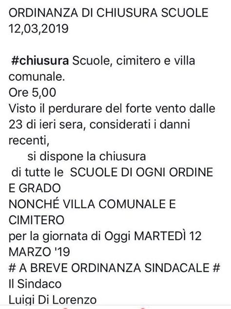 PIEDIMONTE MATESE Vento Forte Dalle 23 00 Di Ieri Sera Il Sindaco Di