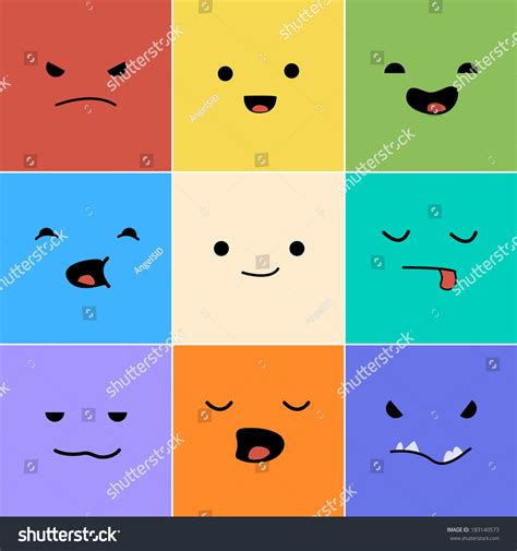 Cartoon Faces Emotions V1 Stock Vector (Royalty Free) 183140573 ...