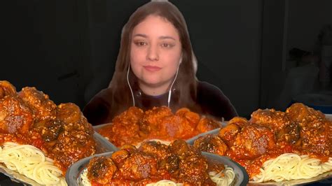 Spaghetti Meatballs Asmr No Talking Mukbang Eating Sounds Youtube