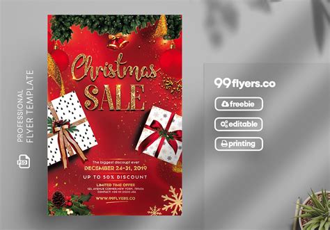 Embellishments Merry CHRISTMAS Flyer Template 7x10 Flyer Sale Christmas ...