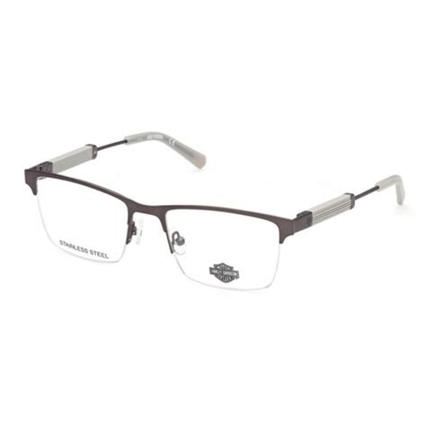 Harley Davidson Mens Gunmetal Rectangular Eyeglass Frames Hd901300954