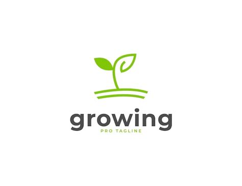 Premium Vector Growing Seed With Green Leaves Farm Logo