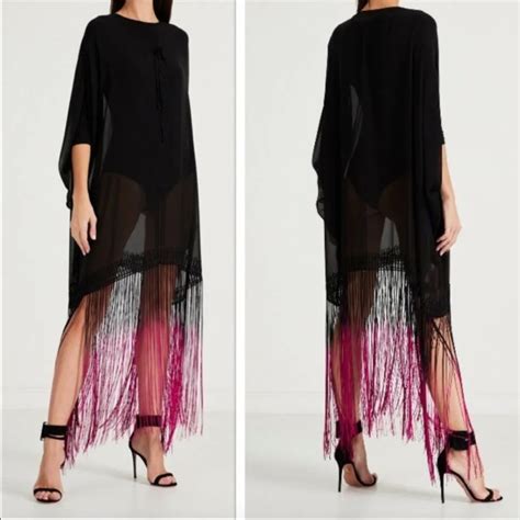 Agent Provocateur Sheer Black Kaftan Coverup With Hot Gem