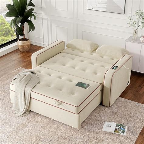 Amazon Polibi 65 7 Modern Convertible Sleeper Sofa Bed W Dual USB