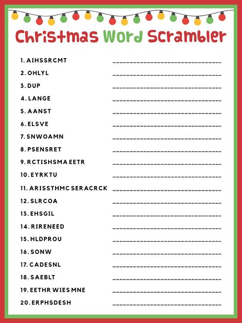 Christmas Word Scramble Games Printable Christmas Word Scramble