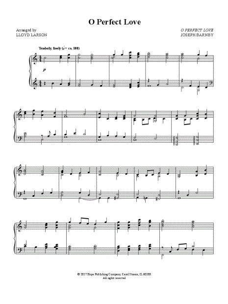 Lloyd Larson O Perfect Love Sheet Music Piano Solo In C Major