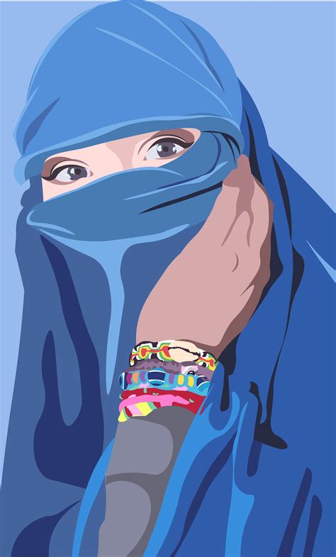 Girl With Beautiful Eyes Covering Her Face With A Veil 1310900 Vector