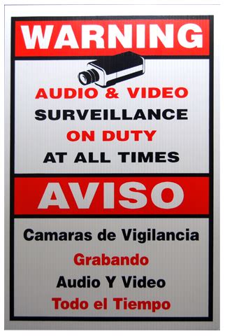 Security Camera Plastic Warning Sign Large - Zions Security Alarms