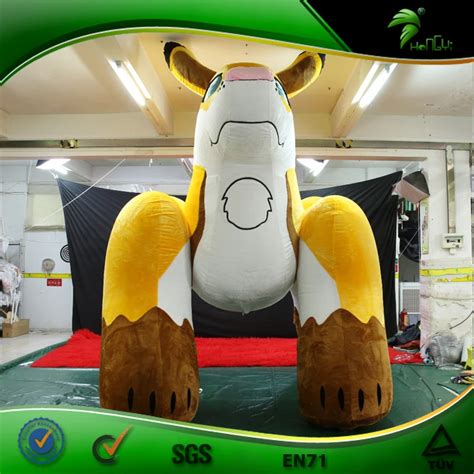 Mega Inflatable Cartoon Fox With Furry Coat Hongyi Inflatable Plush