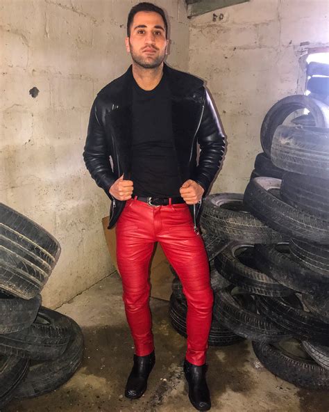 Pin By Leather Biker On Men Leather Jeans Red Leather Pants Tight