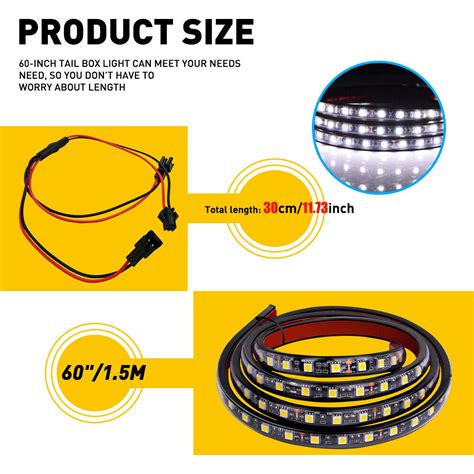 2Pcs 60 LED Bar Truck Bed Lights Cargo Work Strips Lamp For Chey Ford