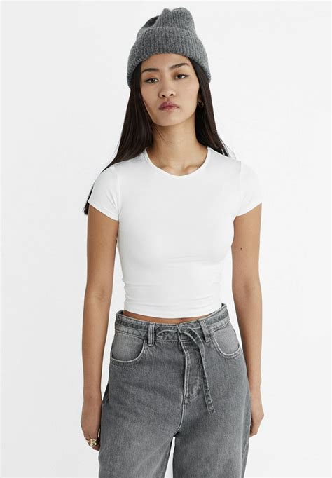 Stradivarius T Shirt Basic Whiteweiß Zalandoat