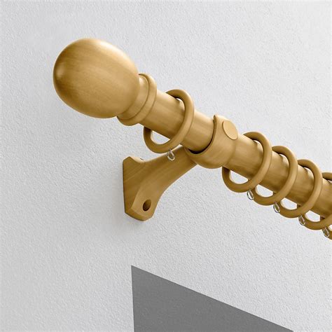 Light Ash Wood Curtain Pole With Ball Finial 240cm Dia 28mm Homebase