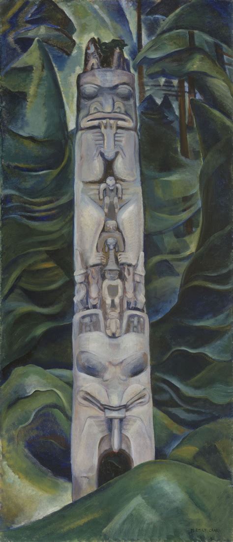 Emily Carr Totem And Forest Oil On Canvas Collection Of The