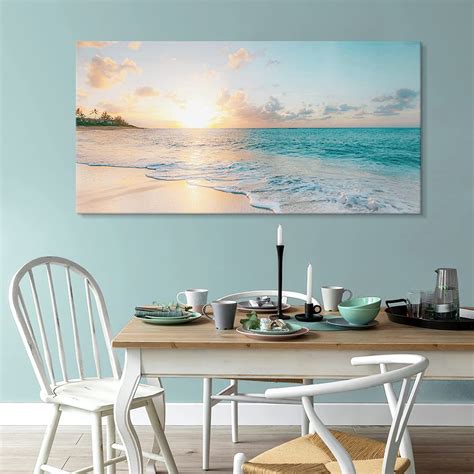 Goldfoilart Beach Wall Art Sunset Pictures Ocean Prints Romantic Sea