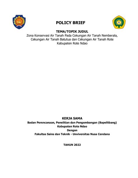 Risalah Kebijakan Atau Policy Brief Dina Lenggu Halaman