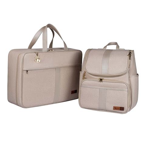Kit Mochila E Mala Maternidade Multifuncional Lebaby 2 Em 1 Nude Mala