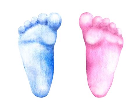 Premium Photo Baby Footprints Blue And Pink Feet Watercolor