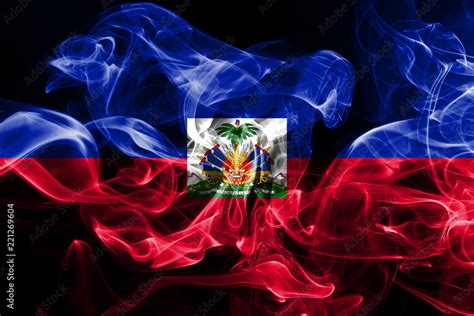 National Flag Of Haiti Made From Colored Smoke Isolated On Black