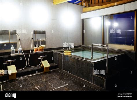 Indoor Japanese Hot Springs Bath Onsen Stock Photo Alamy