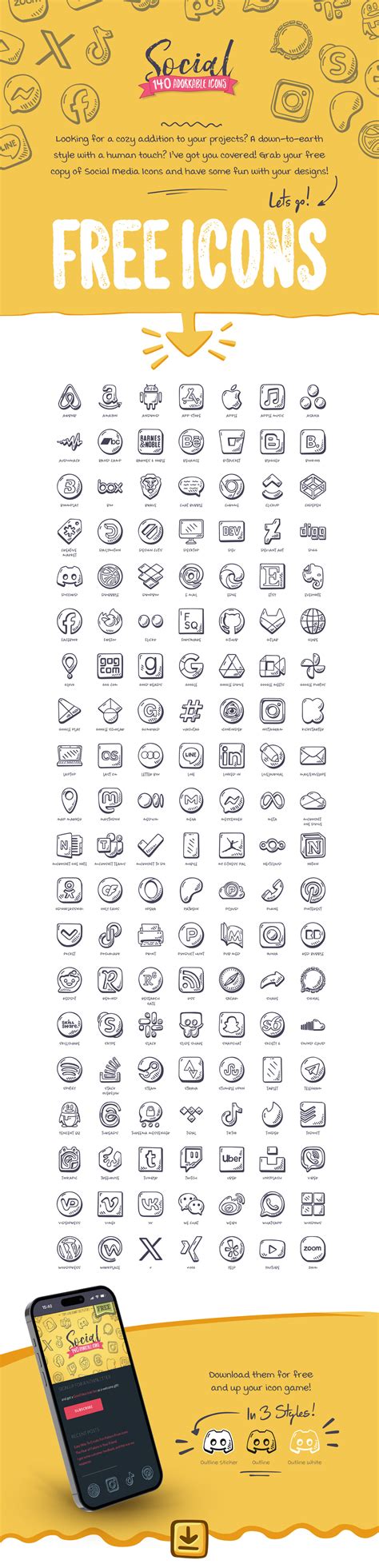 140 FREE Social Media Icons :: Behance