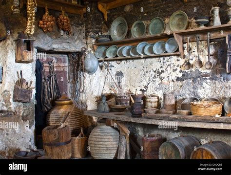 Old traditional kitchen inside a Greek monastery at Meteora, Greece Stock Photo - Alamy