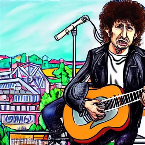 Illustration Image For Bob Dylan Riding A Motorcycle Stable Diffusion