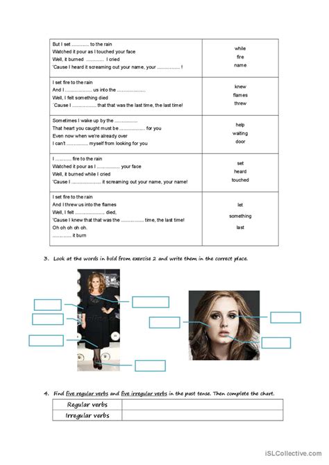 Set Fire To The Rain Song And Nurser English Esl Worksheets Pdf And Doc