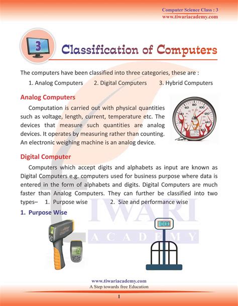 Class 3 Computer Science Chapter 3 Classification Of Computers