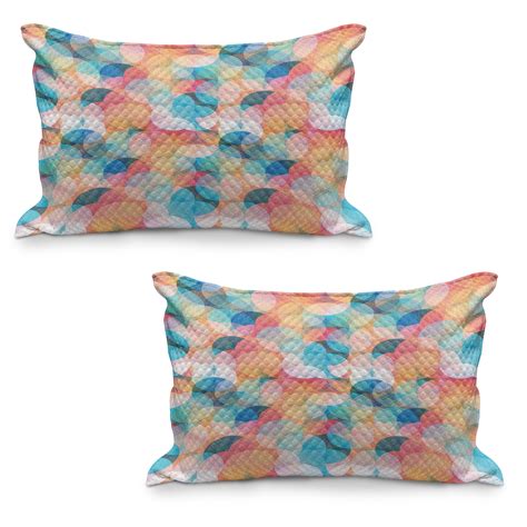 Geometric Quilted Pillowcover Set Of Soft Toned Overlap Circles