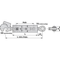 Hydr Oberlenker Set Kat 2 Fanghaken Kugelkopf Arbeitslänge 700 1056mm