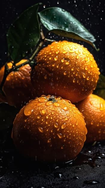 Premium Ai Image A Photo Of Bunch Of Orange Fruit Surrounded By Drops