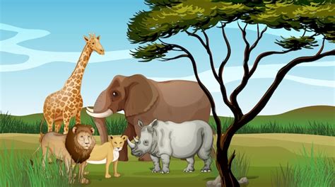 Premium Vector | Scary animals in the jungle