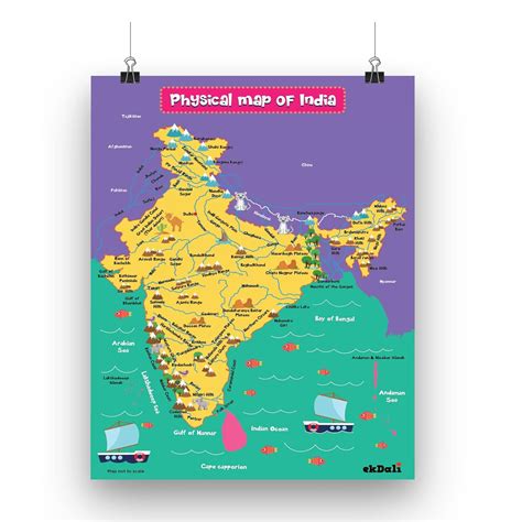 EKDALI Learn Physical Features Of India Physical Map Of India Wall