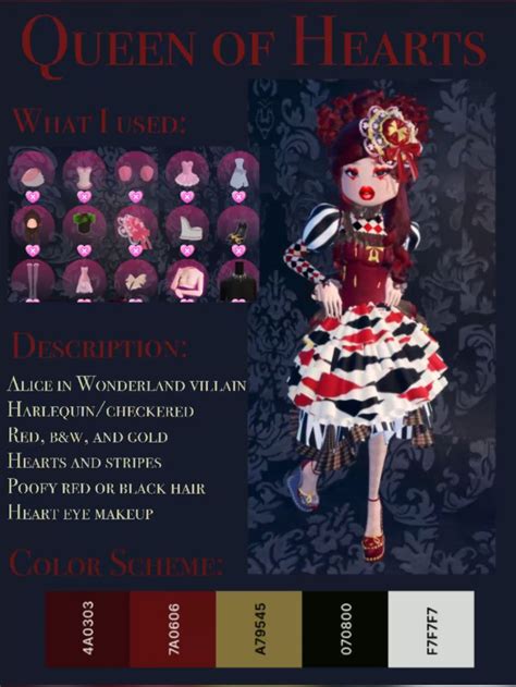 Queen Of Hearts Dti Outfit Inspo In Queen Of Hearts Dress To