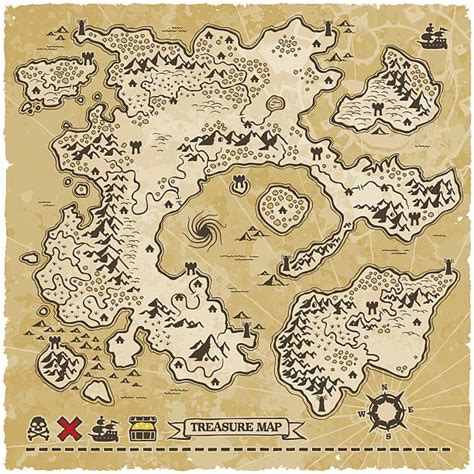 4989 Pirate Map Illustrations And Clip Art Istock Pirate Maps Illustrated Map Fantasy Map