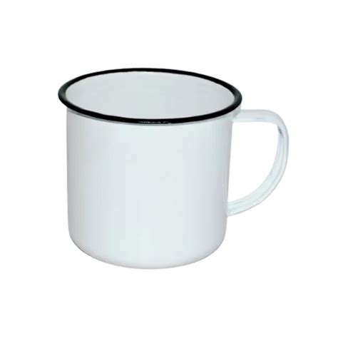 Taza Peltre Blanca Orilla Negra 10 Oz Asa Blanca Para Sublimar 290 Ml